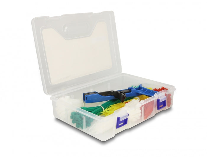 Delock Kabelbinder Sortimentsbox mit Spannwerkzeug 350-teilig farbig