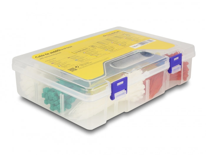 Delock Kabelbinder Sortimentsbox mit Spannwerkzeug 350-teilig farbig