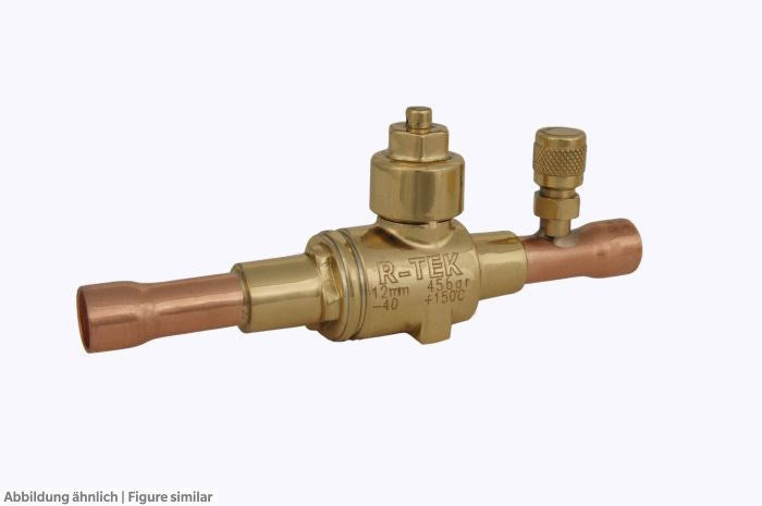 Kugelabsperrventil Refairco 12mm löt mit Schraderanschluss, Geh.Ms/Anschl.Cu