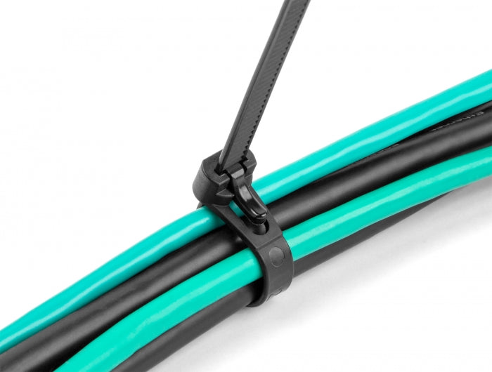 Delock Kabelbinder wiederverwendbar hitzebeständig L 150 x B 7,5 mm 100 Stück schwarz