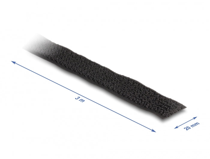Delock Klettband auf Rolle mit Schlaufe L 3 m x B 20 mm schwarz