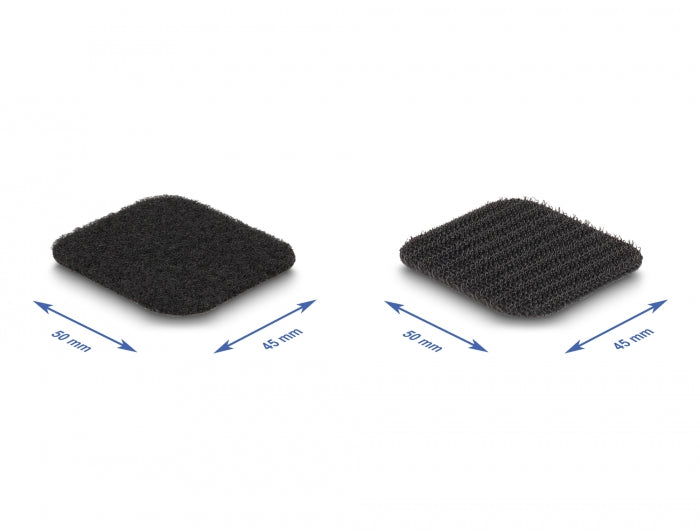 Delock Klettpad auf Rolle selbstklebend mit Haft- und Flauschpad 45 x 50 mm - Länge 3 m schwarz