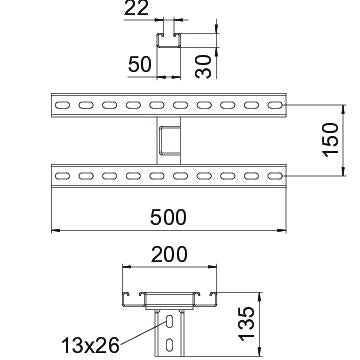 BETTERMANN Schraubkopfplatte U-Profil KUS7 MS-2-500 FT f.Deckenmont