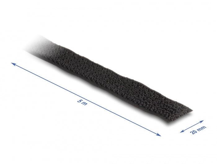 Delock Klettband auf Rolle mit Schlaufe L 5 m x B 20 mm schwarz