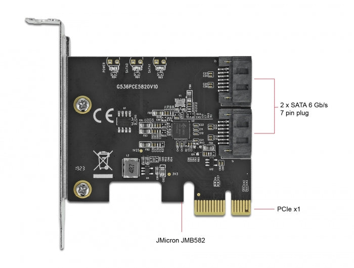 Delock 2 Port SATA PCI Express x1 Karte - Low Profile Formfaktor