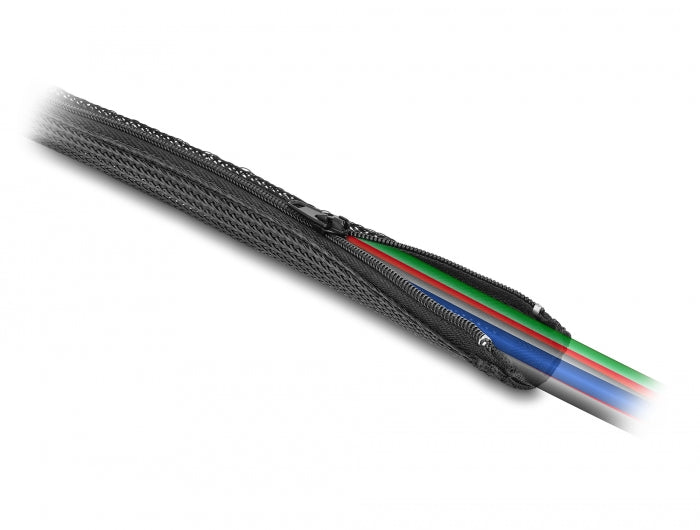 Delock Geflechtschlauch mit Reißverschluss hitzebeständig 5 m x 50 mm schwarz