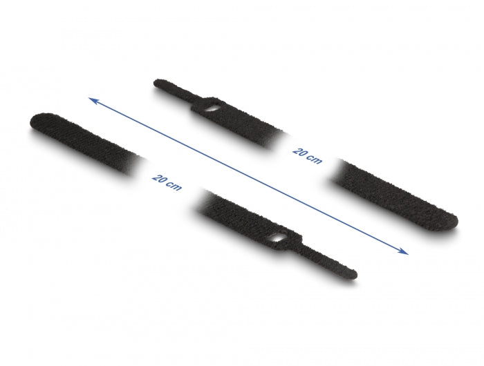 Delock Klett-Kabelbinder L 200 x B 12 mm schwarz 10 Stück