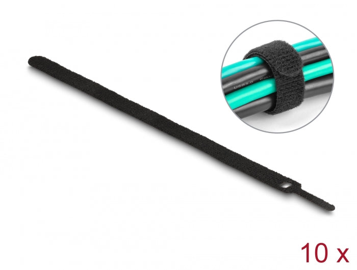 Delock Klett-Kabelbinder L 250 x B 12 mm schwarz 10 Stück
