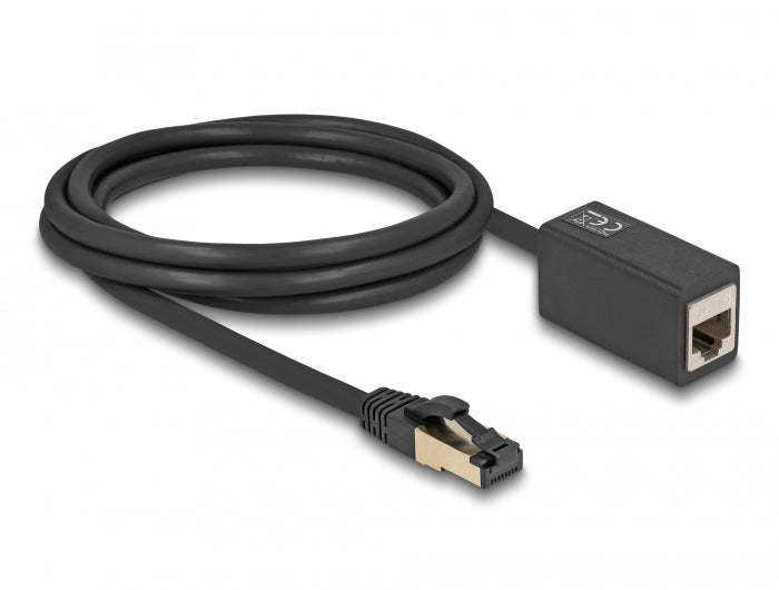 Delock Netzwerk Verlängerungskabel RJ45 Stecker zu RJ45 Buchse Cat.8.1 S/FTP 2 m schwarz