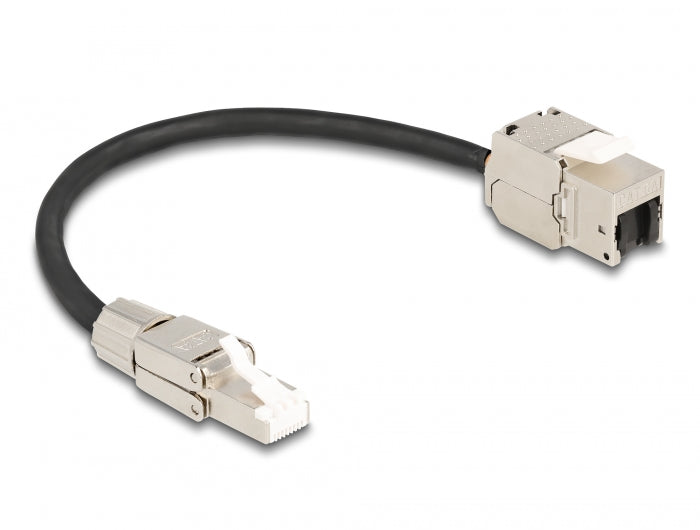 Delock Kabel RJ45 Stecker feldkonfektionierbar zu Keystone Modul RJ45 Buchse Cat.6A 25 cm
