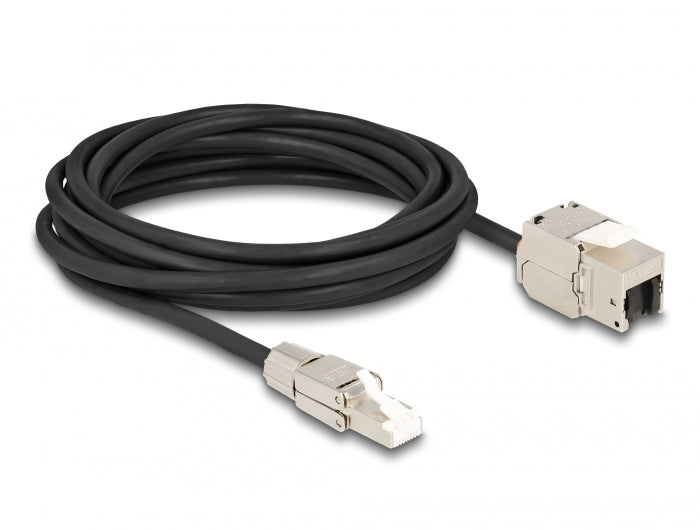 Delock Kabel RJ45 Stecker feldkonfektionierbar zu Keystone Modul RJ45 Buchse Cat.6A 5 m