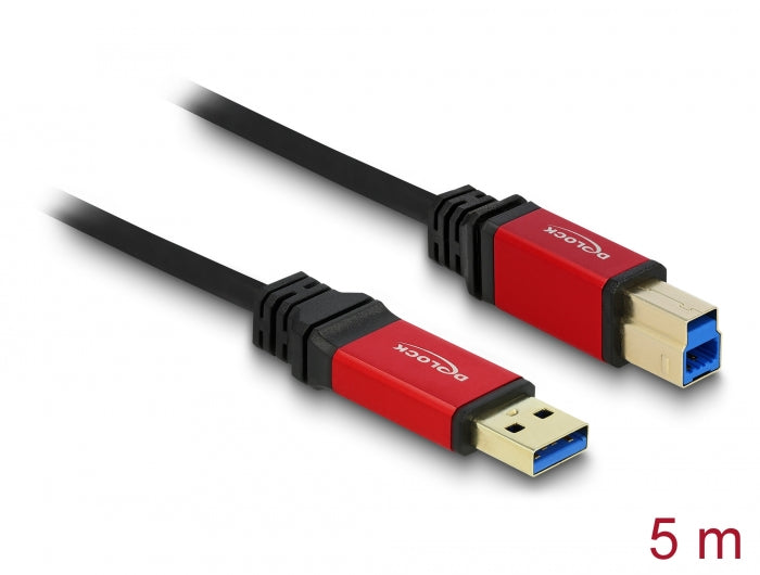 Delock USB 5 Gbps Kabel Typ-A Stecker zu USB 5 Gbps Typ-B Stecker 5 m Premium
