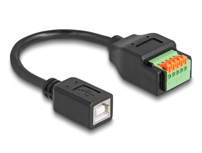 Delock USB 2.0 Kabel Typ-B Buchse zu Terminalblock Adapter mit Drucktaster 15 cm