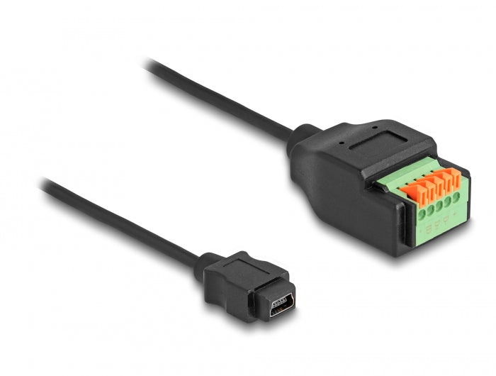 Delock USB 2.0 Kabel Typ Mini-B Buchse zu Terminalblock Adapter mit Drucktaster 15 cm