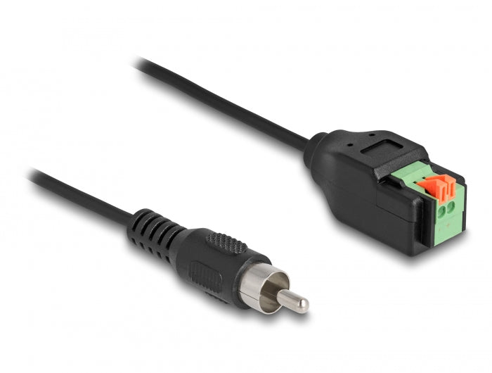 Delock Kabel Cinch Stecker zu Terminalblock Adapter mit Drucktaster 15 cm