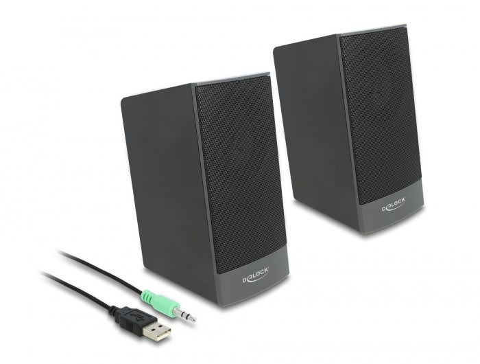 Delock Stereo 2.0 PC Lautsprecher mit 3,5 mm Klinkenstecker und USB Stromversorgung