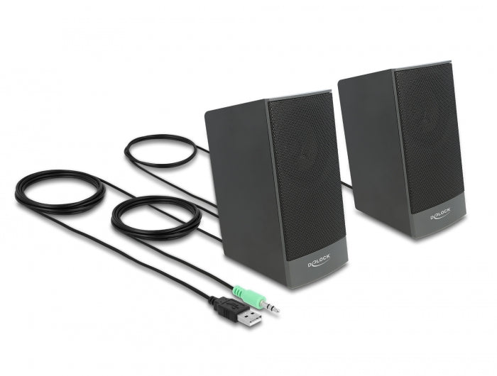 Delock Stereo 2.0 PC Lautsprecher mit 3,5 mm Klinkenstecker und USB Stromversorgung