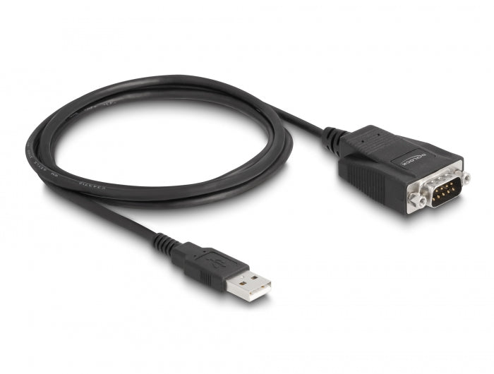 Delock Adapter USB 2.0 Typ-A Stecker zu 1 x Seriell RS-232 D-Sub 9 Stecker mit Schrauben und Muttern ESD Überspannungsschutz