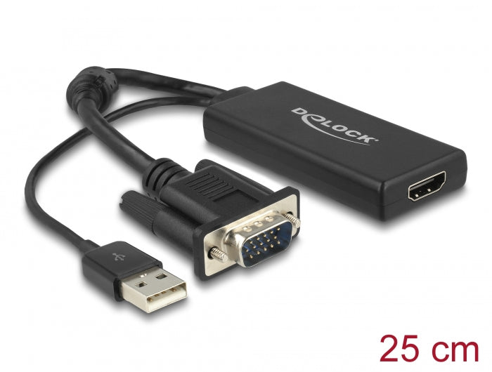 Delock VGA zu HDMI Adapter mit Audio schwarz