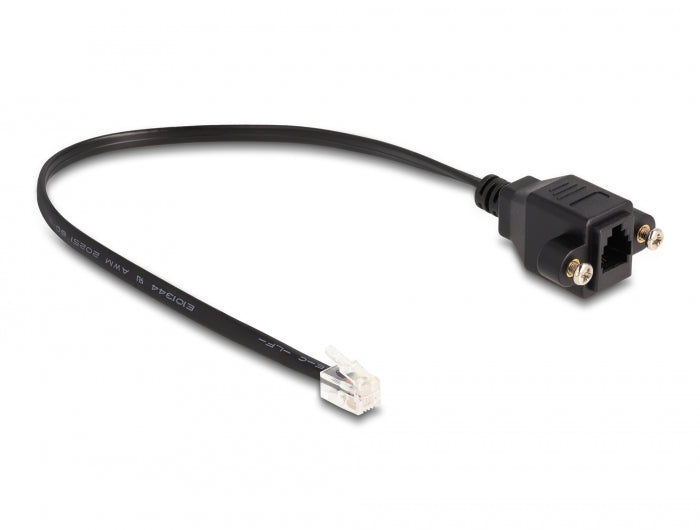 Delock Kabel RJ10 Stecker zu RJ10 Buchse zum Einbau 30 cm schwarz