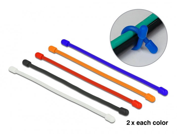 Delock Kabelbinder biegsam L 80 x B 4 mm farbig sortiert Set 10 Stück