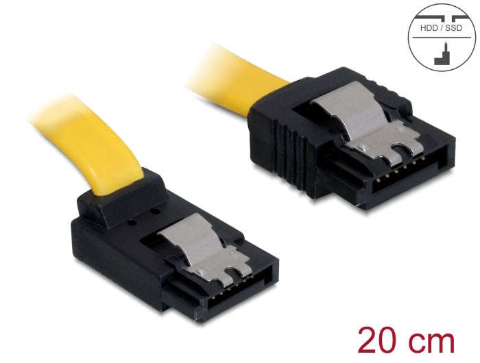 Delock SATA 3 Gb/s Kabel gerade auf oben gewinkelt 20 cm gelb