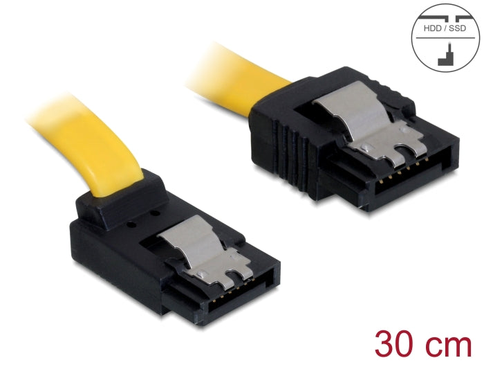 Delock SATA 3 Gb/s Kabel gerade auf oben gewinkelt 30 cm gelb
