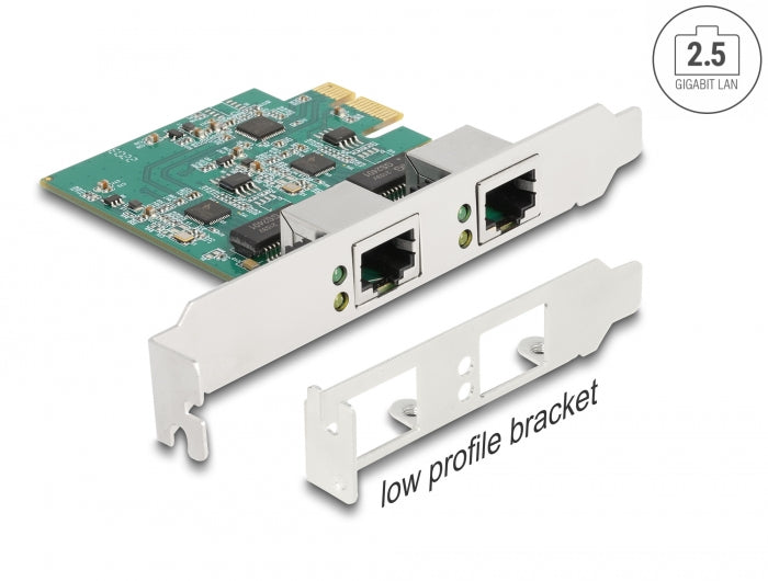 Delock PCI Express x1 Netzwerkkarte 2,5 Gigabit LAN 2 x RJ45 RTL8125
