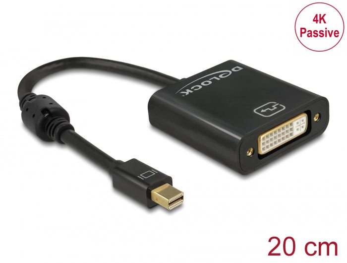 Delock Adapter mini DisplayPort 1.2 Stecker > DVI Buchse 4K Passiv schwarz