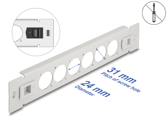 Delock 10″ D-Typ Patchpanel 6 Port werkzeugfrei grau