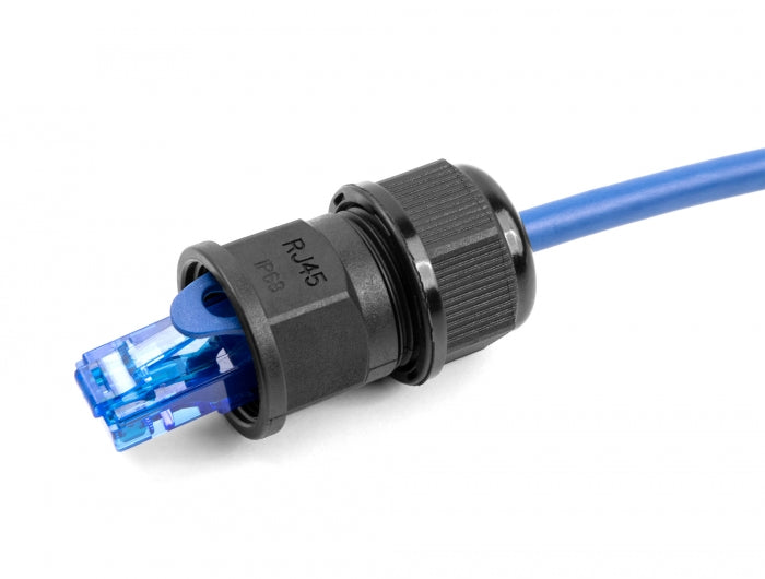 Delock Durchführungskupplung für RJ45 Netzwerkkabel IP67 staub- und wasserdicht schwarz