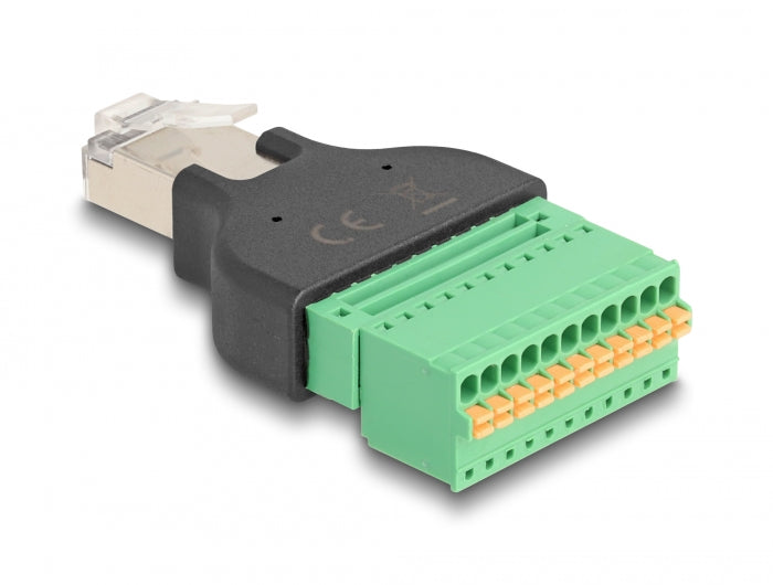 Delock RJ50 Stecker zu Terminalblock Adapter mit Drucktaster