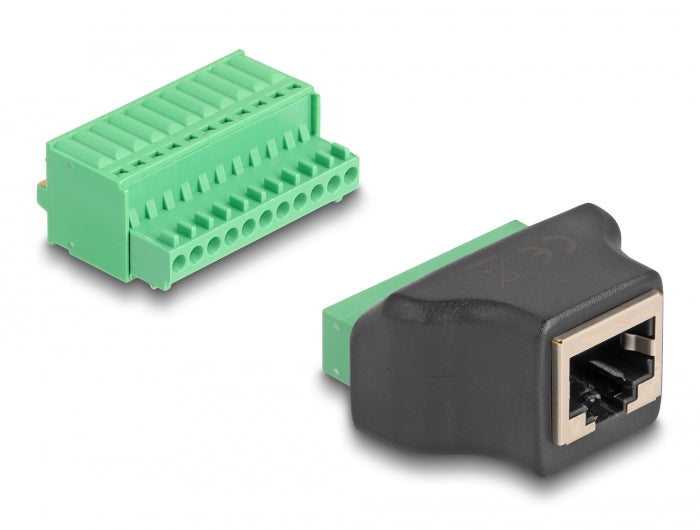 Delock RJ50 Buchse zu Terminalblock Adapter mit Drucktaster