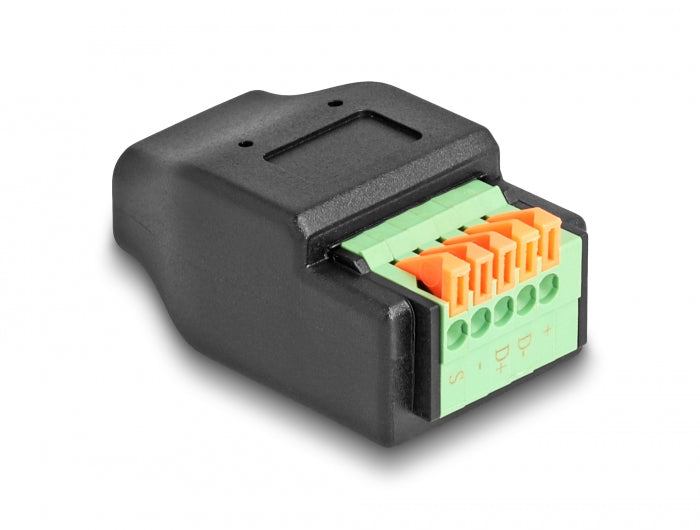 Delock USB Type-C™ 2.0 Buchse zu Terminalblock Adapter mit Drucktaster