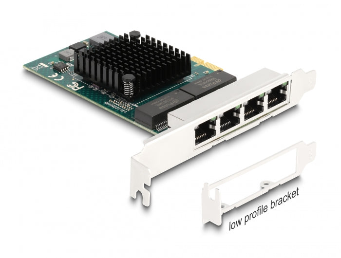 Delock PCI Express x1 Netzwerkkarte Gigabit LAN 4 x RJ45 BCM