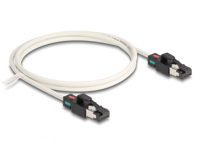 Delock Netzwerkkabel RJ45 Stecker zu Stecker Cat.6A S/FTP mit drehbarer Farbmarkierung 1 m weiß
