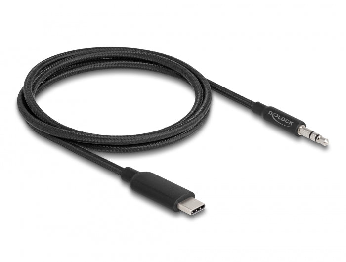 Delock Audio Stereo Kabel USB Type-C™ Stecker zu Klinkenstecker 3,5 mm 3 Pin 1 m schwarz