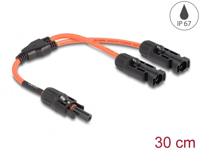 Delock DL4 Solar Splitter Kabel 1 x Buchse zu 2 x Stecker 30 cm rot