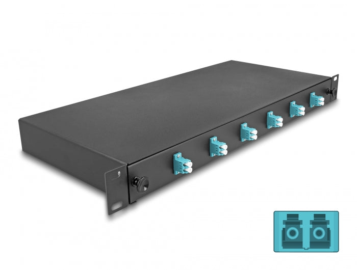 Delock 19″ LWL Spleißbox 6 x LC Duplex OM3 1HE komplett bestückt