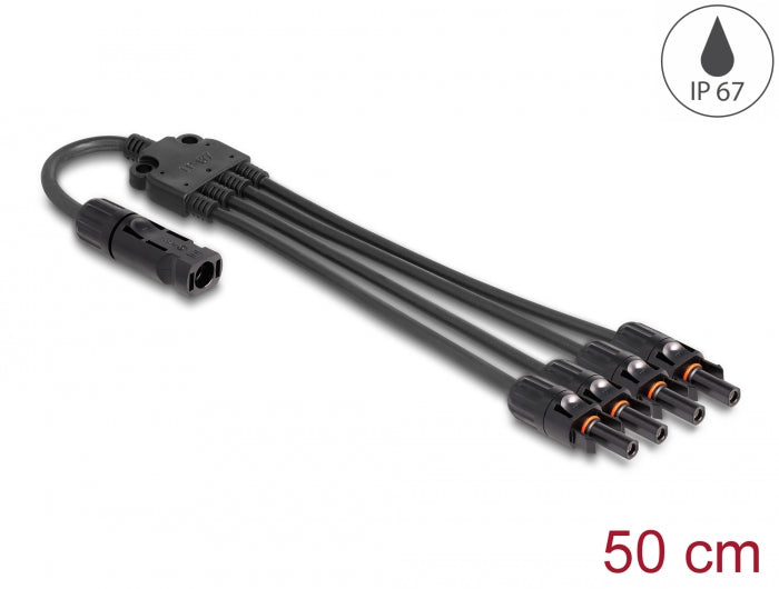 Delock DL4 Solar Splitter Kabel 1 x Stecker zu 4 x Buchse 50 cm schwarz