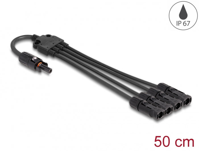 Delock DL4 Solar Splitter Kabel 1 x Buchse zu 4 x Stecker 50 cm schwarz