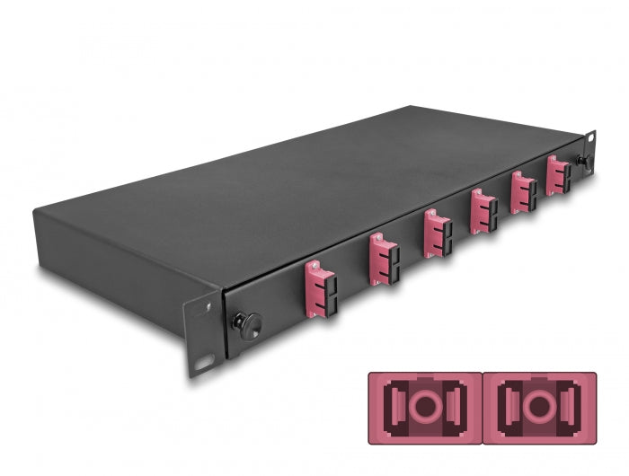 Delock 19″ LWL Spleißbox 6 x SC Duplex OM4 1HE komplett bestückt