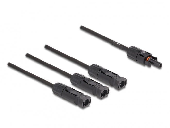 Delock DL4 Solar Splitter Kabel 1 x Buchse zu 3 x Stecker 35 cm schwarz