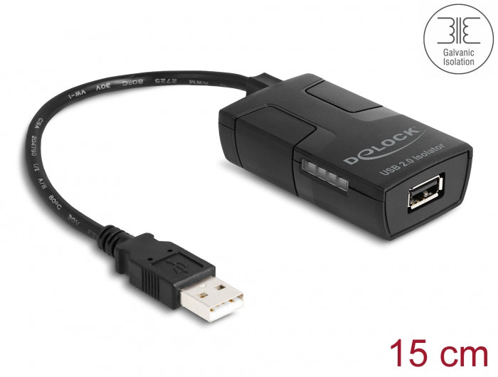 Delock Isolator USB 2.0 Typ-A Stecker zu Buchse mit 5 kV Isolation für Datenleitung