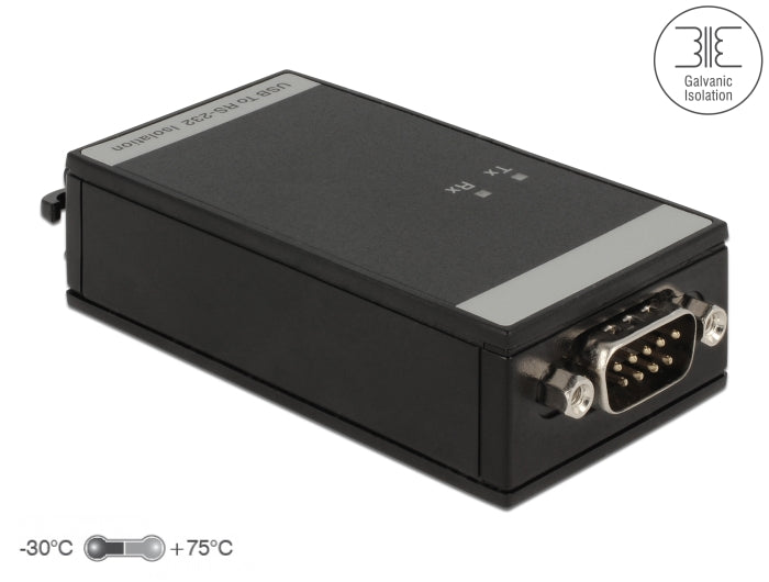 Delock Isolator USB 2.0 Typ-A zu RS-232 D-Sub 9 Stecker galvanische Trennung 5 kV