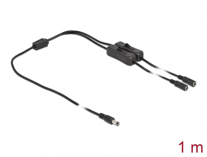 Delock Kabel DC 5,5 x 2,1 mm Stecker zu 2 x DC Buchse mit Schalter 1 m