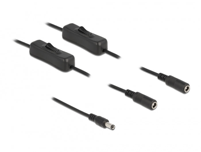 Delock Kabel DC 5,5 x 2,1 mm Stecker zu 2 x DC Buchse mit Schalter 1 m