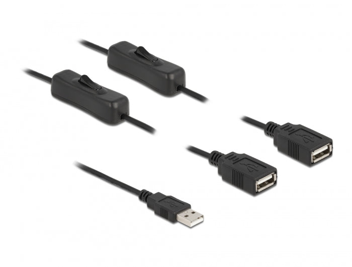 Delock Kabel USB Typ-A Stecker zu 2 x USB Typ-A Buchse mit Schalter 1 m