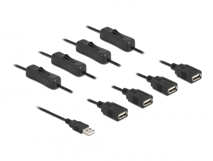Delock Kabel USB Typ-A Stecker zu 4 x USB Typ-A Buchse mit Schalter 1 m