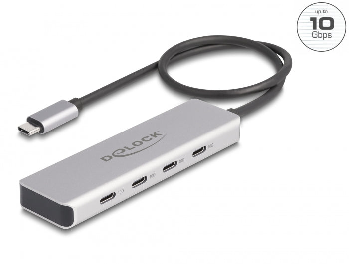 Delock USB 10 Gbps USB Type-C™ Hub mit 4 x USB Type-C™ Buchse mit 35 cm Anschlusskabel